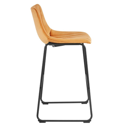 Ensemble de 2 tabourets de bar à dossier cannelé Sutton (velours moutarde)