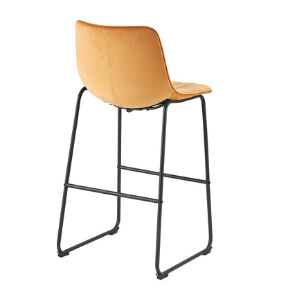 Ensemble de 2 tabourets de bar à dossier cannelé Sutton (velours moutarde)