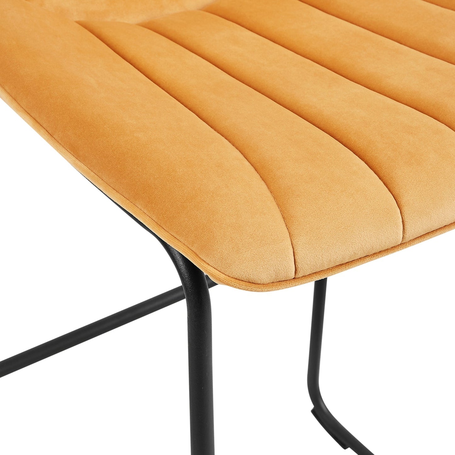 Ensemble de 2 tabourets de bar à dossier cannelé Sutton (velours moutarde)