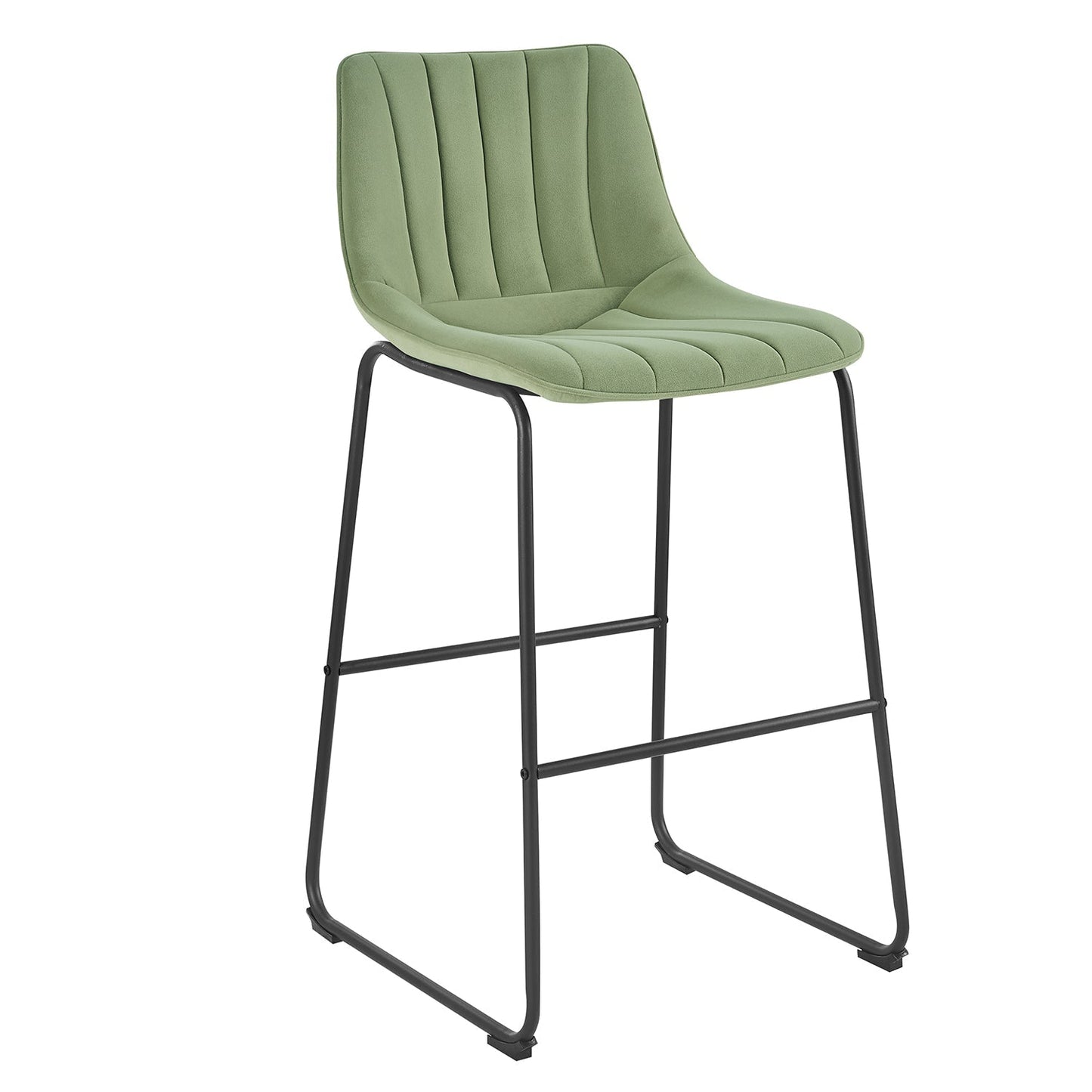 Ensemble de 2 tabourets de bar Sutton à dossier cannelé (velours vert sauge)