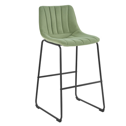 Ensemble de 2 tabourets de bar Sutton à dossier cannelé (velours vert sauge)