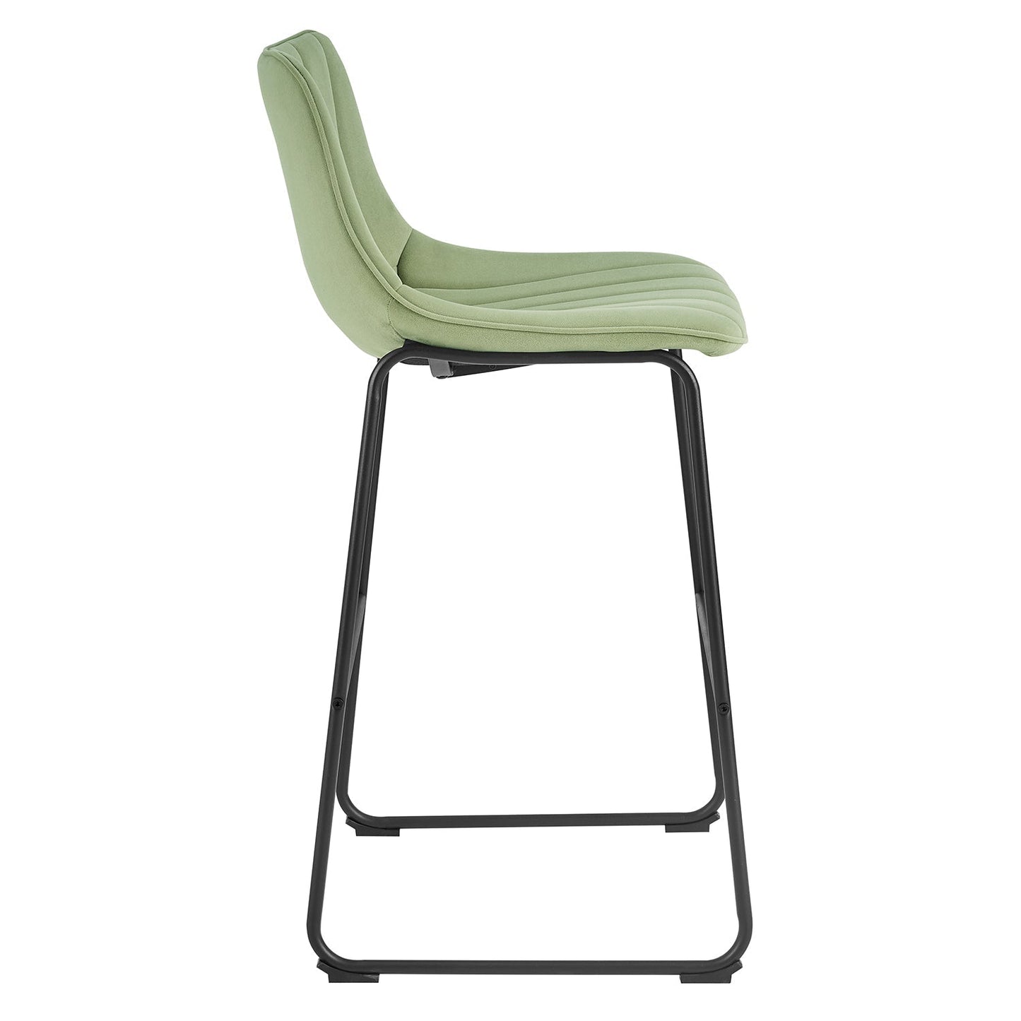 Ensemble de 2 tabourets de bar Sutton à dossier cannelé (velours vert sauge)