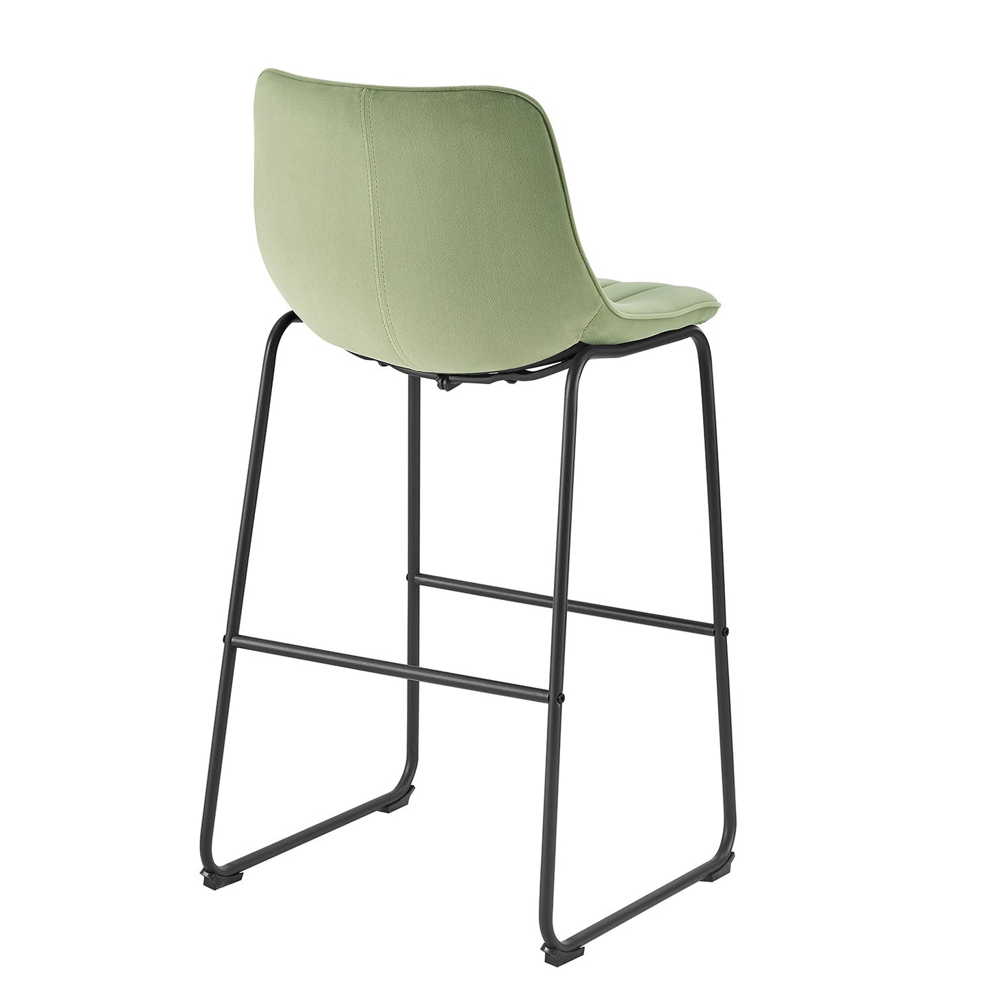 Ensemble de 2 tabourets de bar Sutton à dossier cannelé (velours vert sauge)