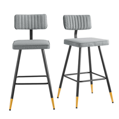 Ensemble de 2 tabourets de bar rembourrés en tissu gris clair Charlecote