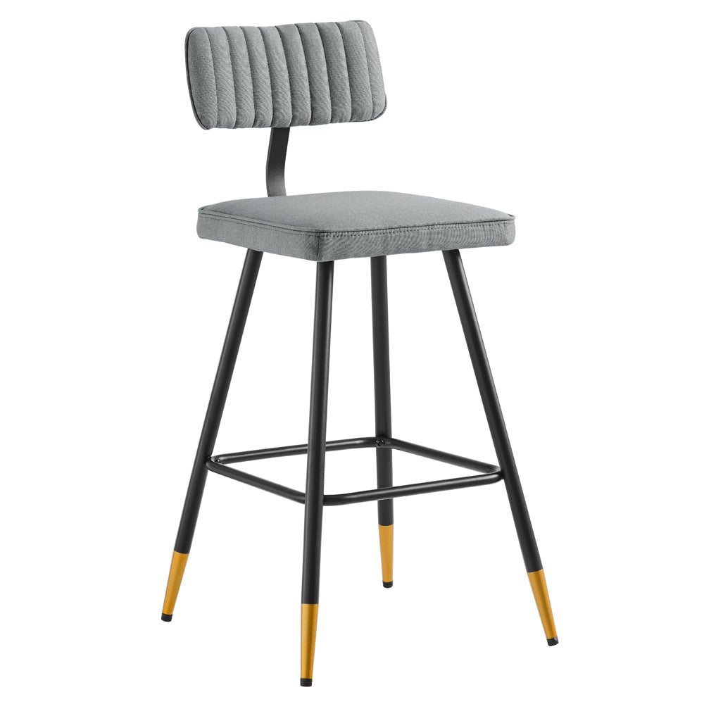 Ensemble de 2 tabourets de bar rembourrés en tissu gris clair Charlecote