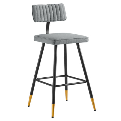 Ensemble de 2 tabourets de bar rembourrés en tissu gris clair Charlecote