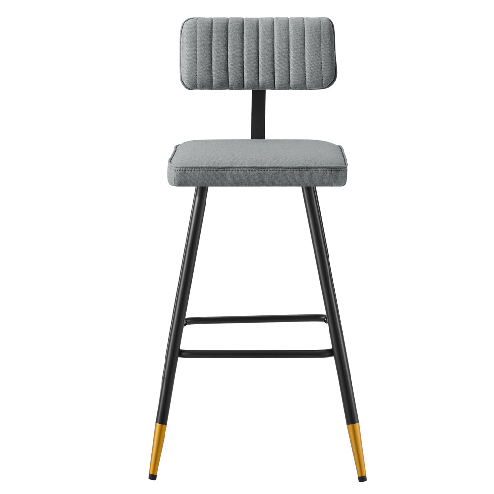 Ensemble de 2 tabourets de bar rembourrés en tissu gris clair Charlecote