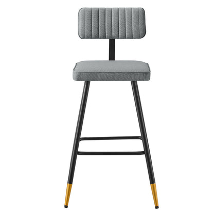 Ensemble de 2 tabourets de bar rembourrés en tissu gris clair Charlecote