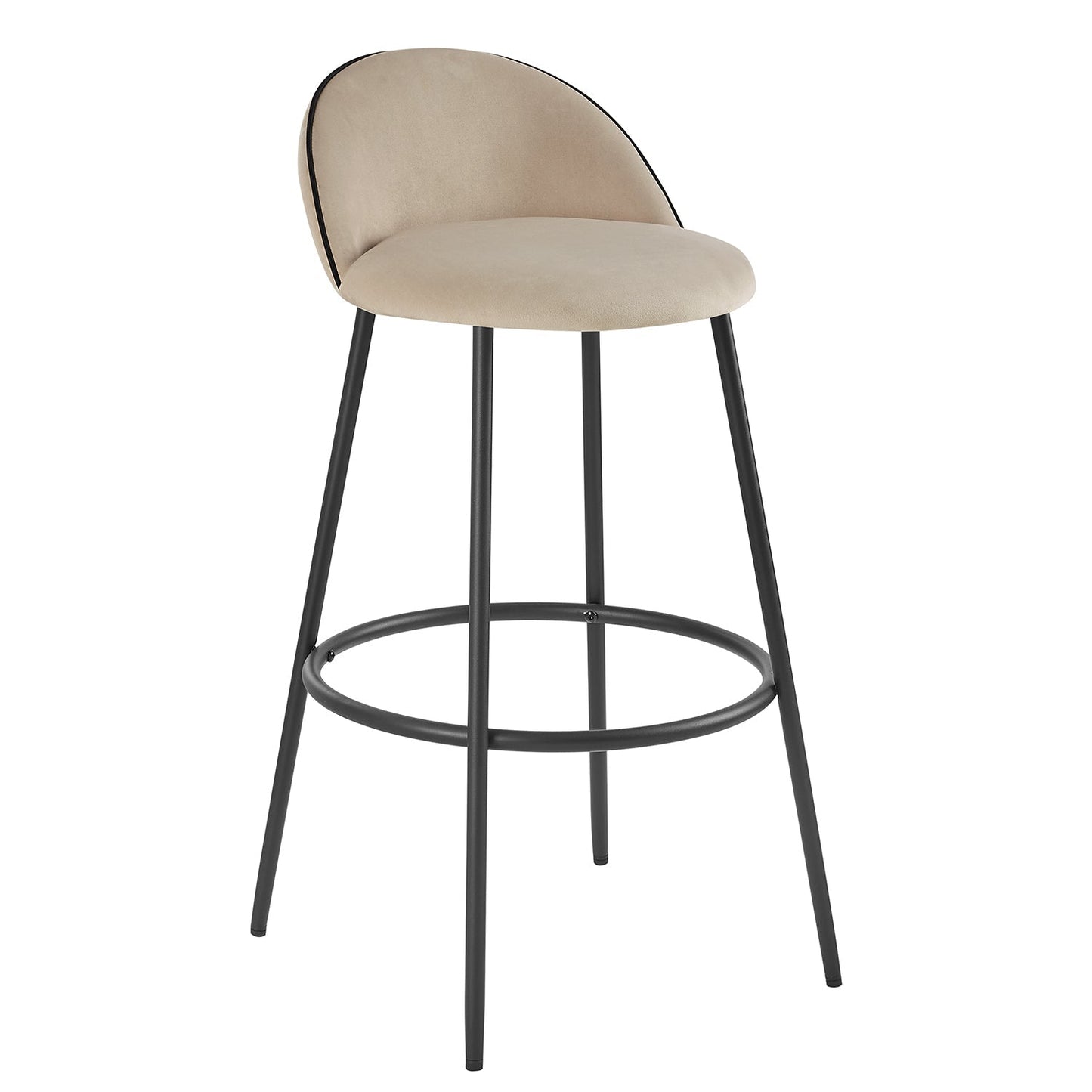 Lot de 2 tabourets de bar Barton en velours champagne avec passepoil contrasté
