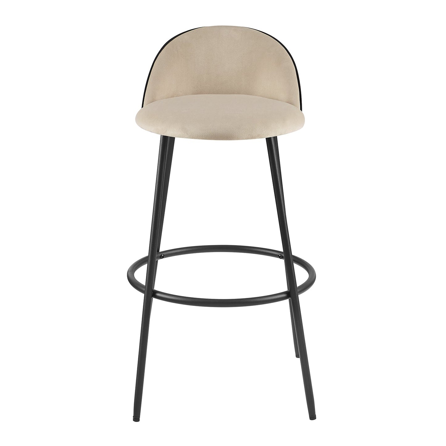 Lot de 2 tabourets de bar Barton en velours champagne avec passepoil contrasté
