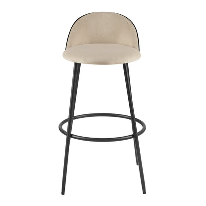 Lot de 2 tabourets de bar Barton en velours champagne avec passepoil contrasté