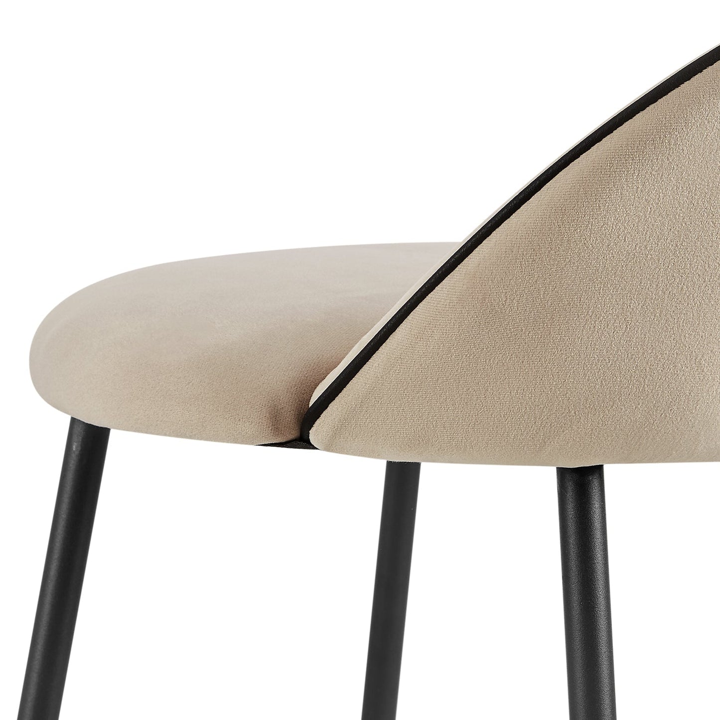 Lot de 2 tabourets de bar Barton en velours champagne avec passepoil contrasté
