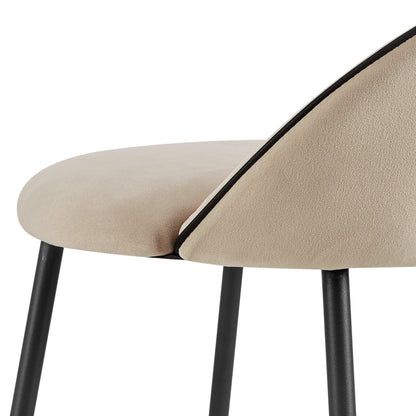 Lot de 2 tabourets de bar Barton en velours champagne avec passepoil contrasté