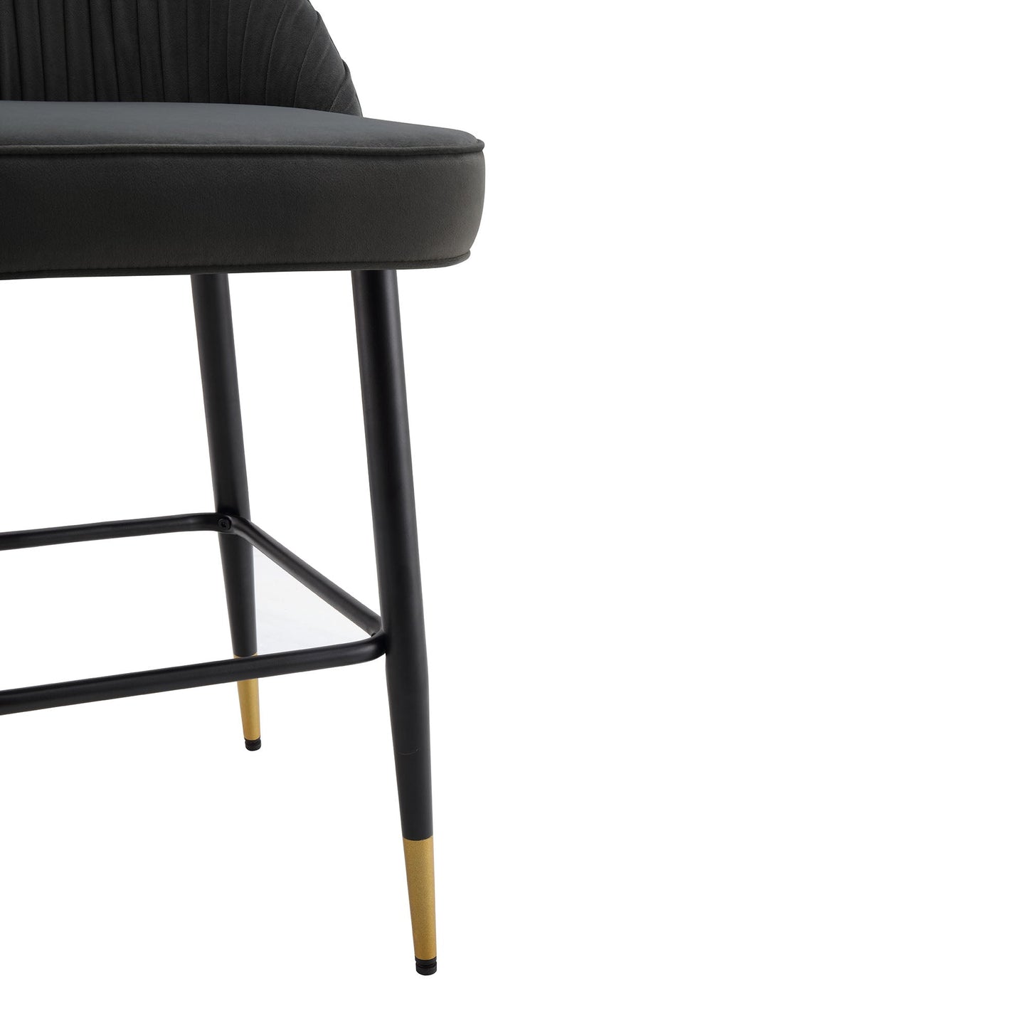 Ensemble de 2 tabourets de bar rembourrés en velours anthracite plissé Miyae