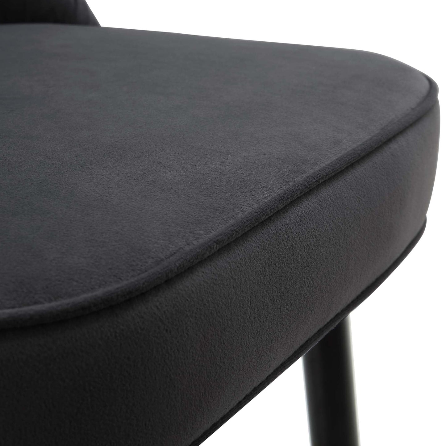 Ensemble de 2 tabourets de bar rembourrés en velours anthracite plissé Miyae