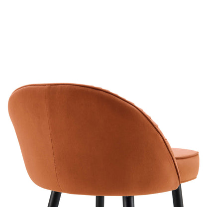 Lot de 2 tabourets de bar rembourrés en velours plissé orange brûlé Miyae