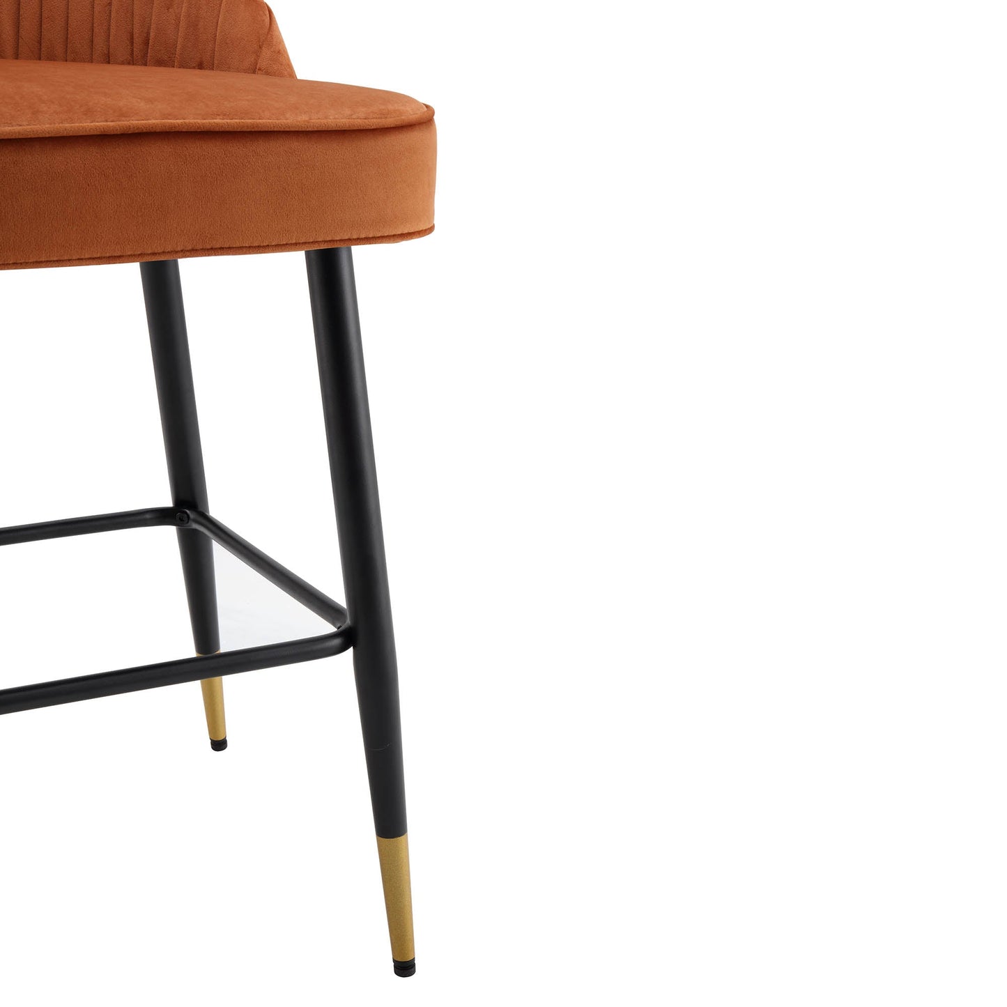 Lot de 2 tabourets de bar rembourrés en velours plissé orange brûlé Miyae