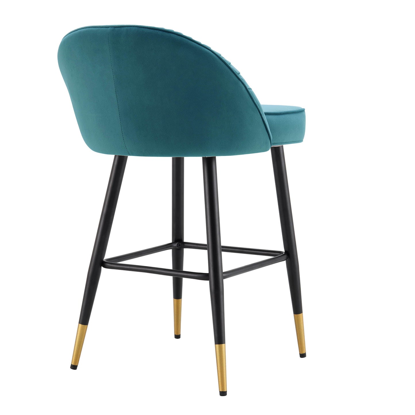 Ensemble de 2 tabourets de bar rembourrés en velours bleu sarcelle plissé Miyae