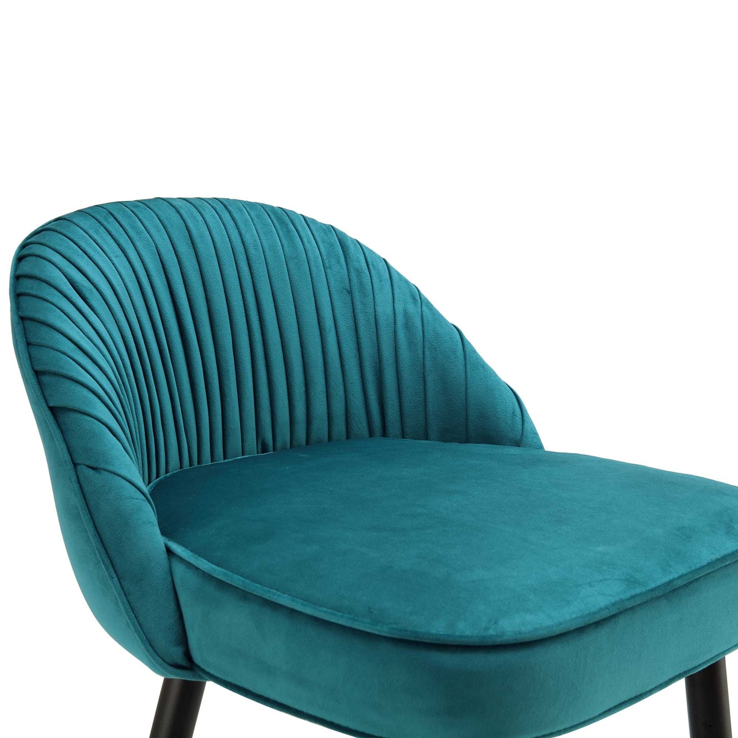 Ensemble de 2 tabourets de bar rembourrés en velours bleu sarcelle plissé Miyae