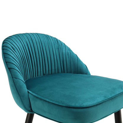 Ensemble de 2 tabourets de bar rembourrés en velours bleu sarcelle plissé Miyae