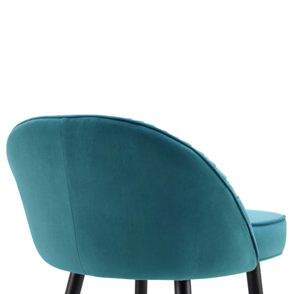 Ensemble de 2 tabourets de bar rembourrés en velours bleu sarcelle plissé Miyae