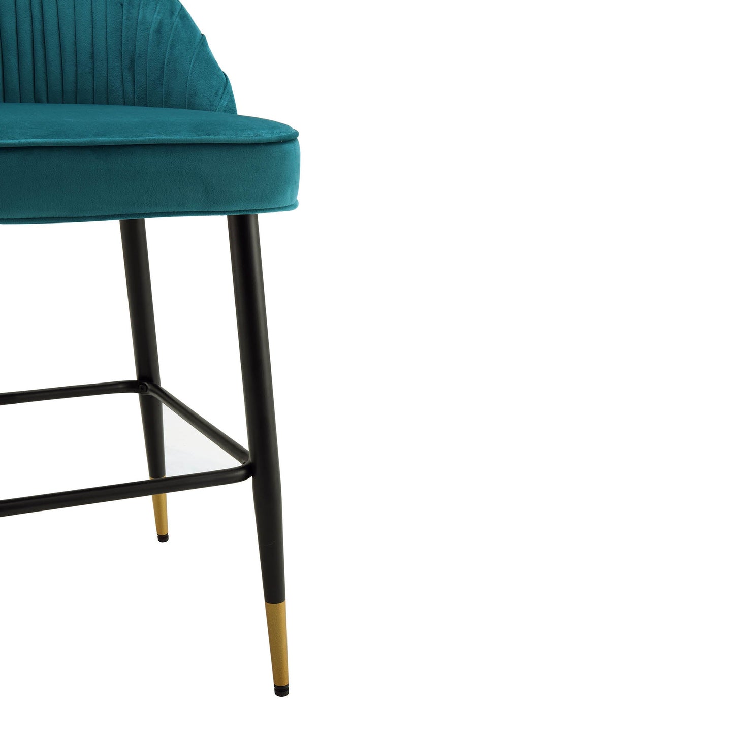 Ensemble de 2 tabourets de bar rembourrés en velours bleu sarcelle plissé Miyae