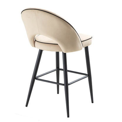 Ensemble de 2 tabourets de bar Oakley en velours champagne avec passepoil contrasté