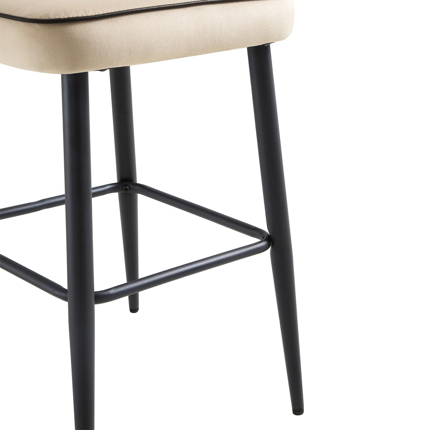 Ensemble de 2 tabourets de bar Oakley en velours champagne avec passepoil contrasté