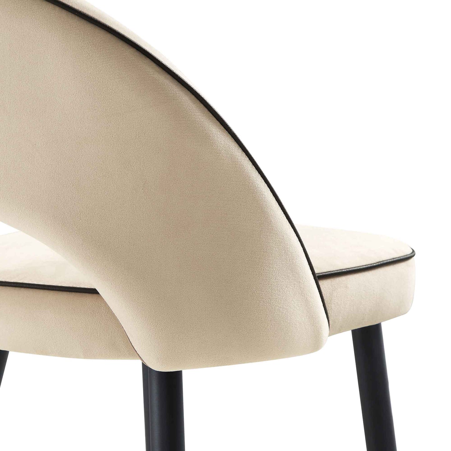 Ensemble de 2 tabourets de bar Oakley en velours champagne avec passepoil contrasté