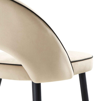 Ensemble de 2 tabourets de bar Oakley en velours champagne avec passepoil contrasté