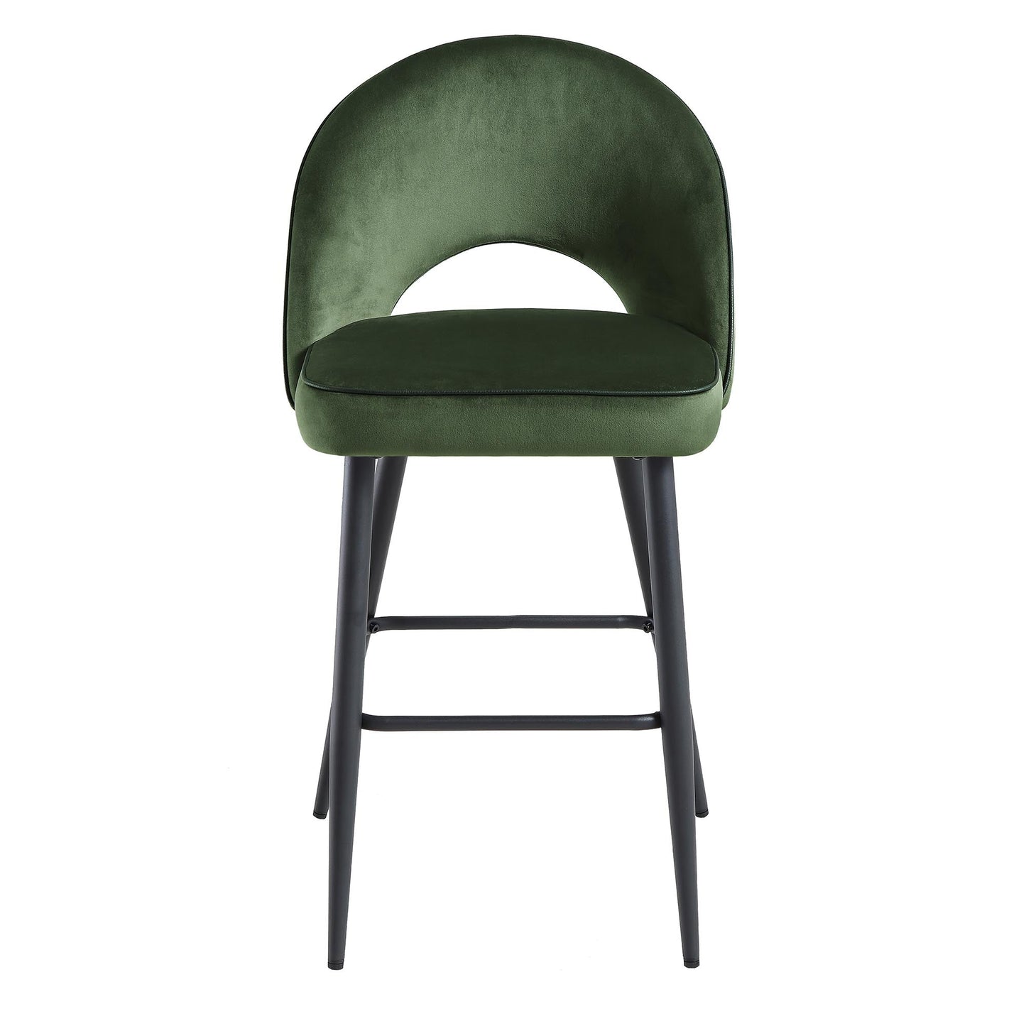 Ensemble de 2 tabourets de bar Oakley en velours vert foncé avec passepoil contrasté