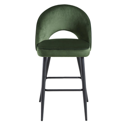 Ensemble de 2 tabourets de bar Oakley en velours vert foncé avec passepoil contrasté