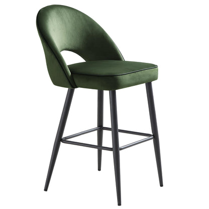 Ensemble de 2 tabourets de bar Oakley en velours vert foncé avec passepoil contrasté