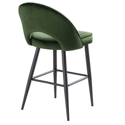 Ensemble de 2 tabourets de bar Oakley en velours vert foncé avec passepoil contrasté