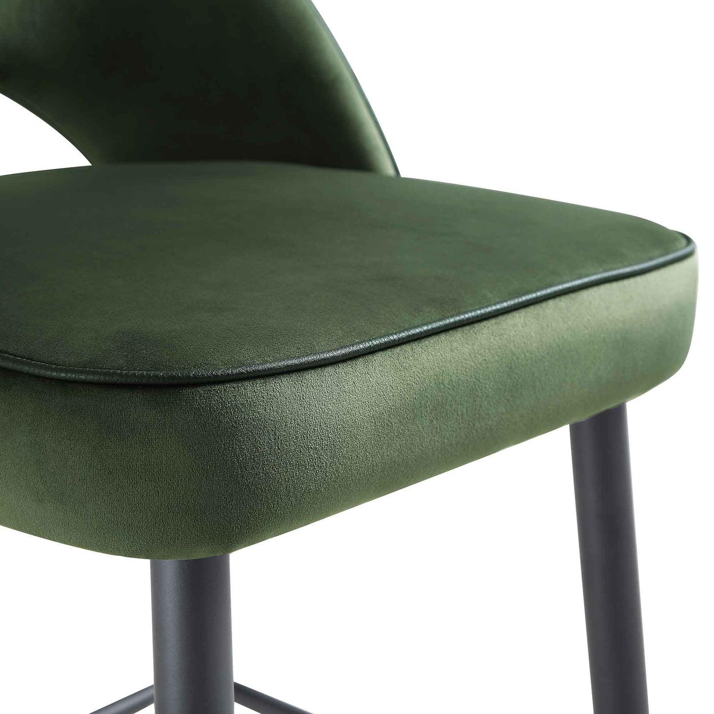 Ensemble de 2 tabourets de bar Oakley en velours vert foncé avec passepoil contrasté