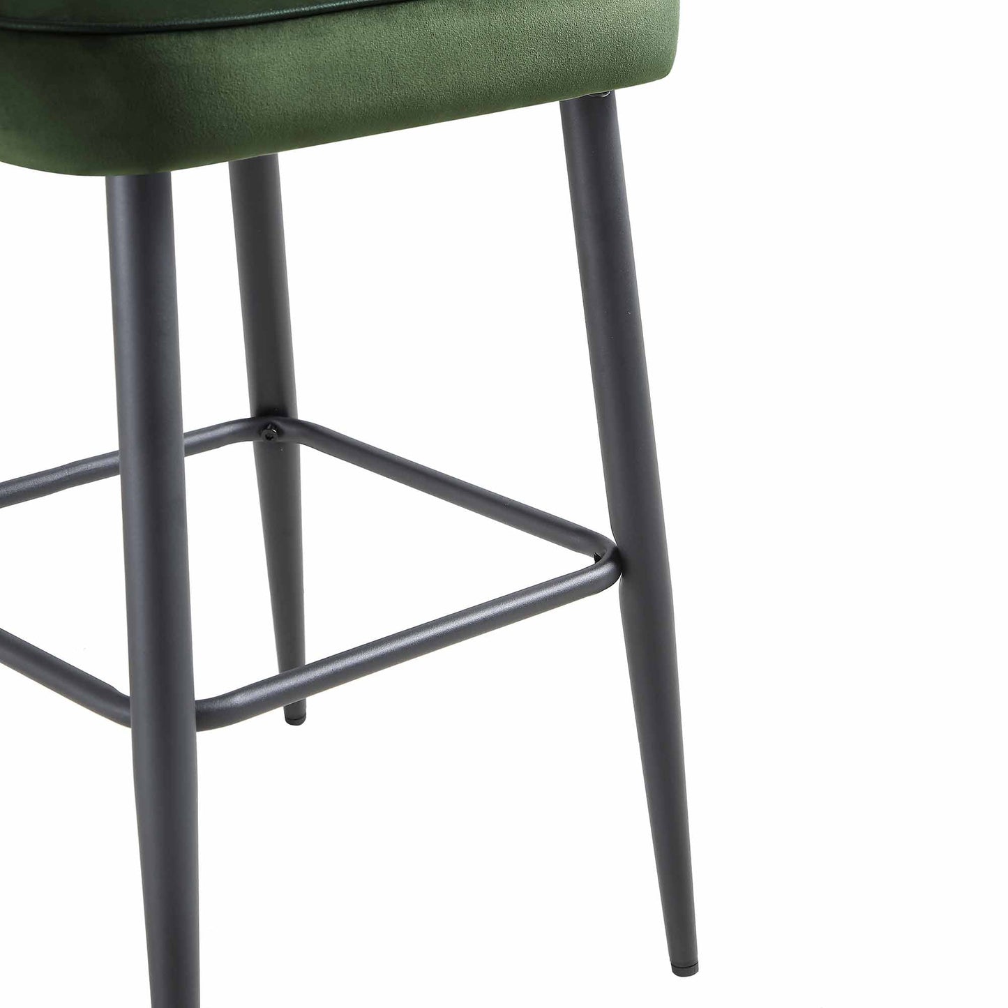 Ensemble de 2 tabourets de bar Oakley en velours vert foncé avec passepoil contrasté