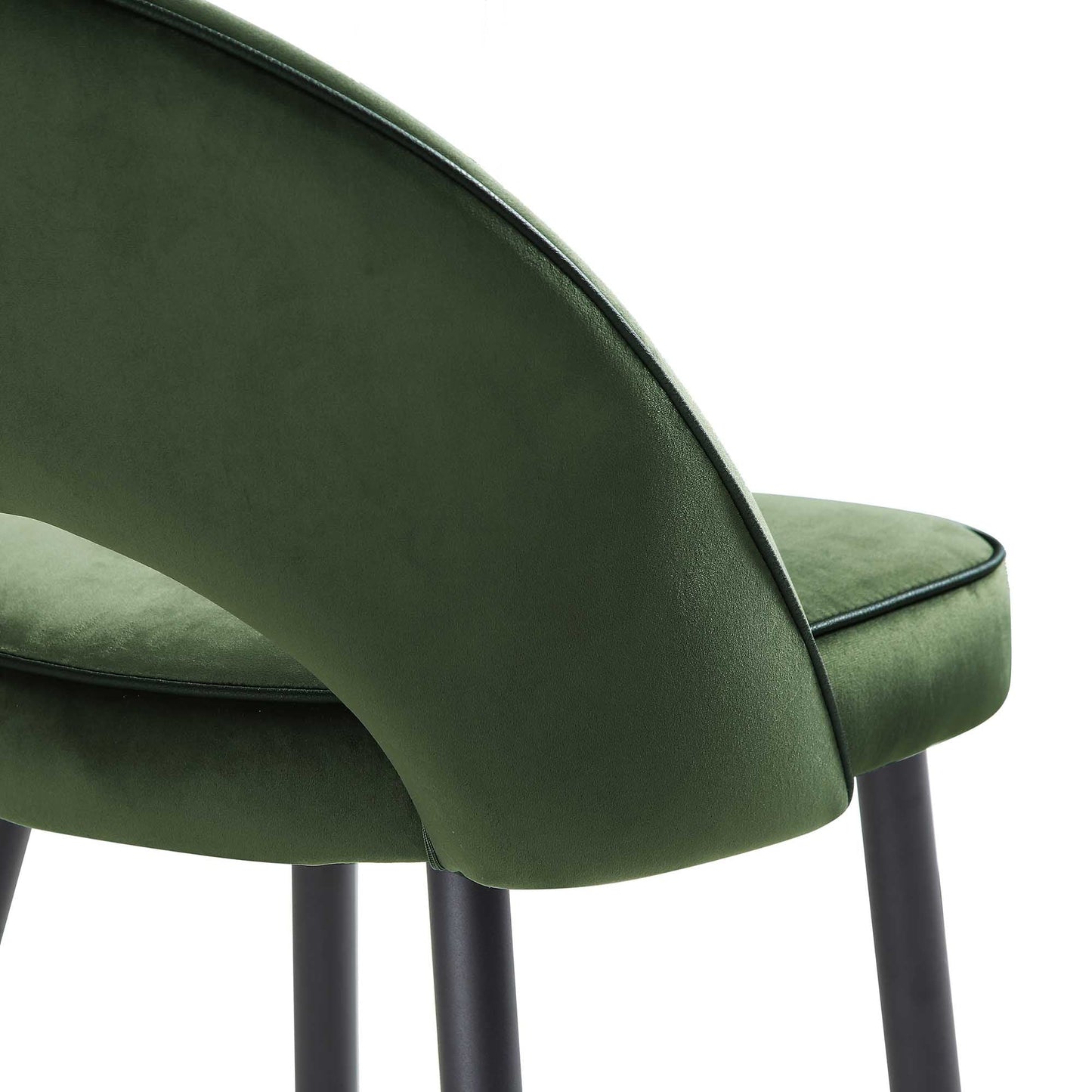 Ensemble de 2 tabourets de bar Oakley en velours vert foncé avec passepoil contrasté