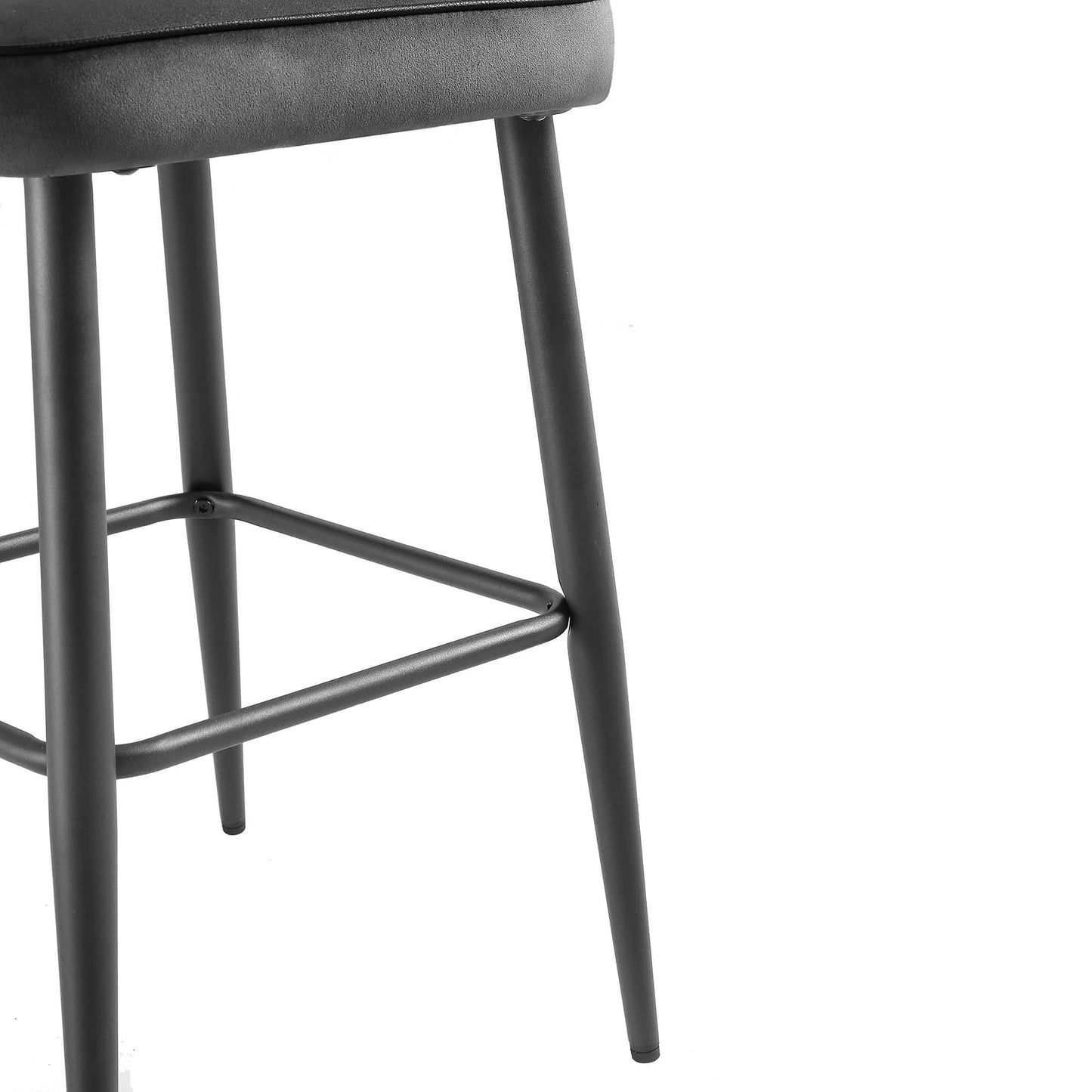 Ensemble de 2 tabourets de bar Oakley en velours gris foncé avec passepoil contrasté