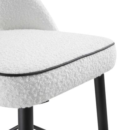 Ensemble de 2 tabourets de bar Oakley blancs en tissu bouclé avec passepoil contrasté