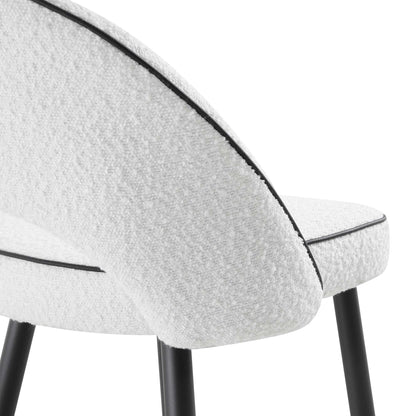 Ensemble de 2 tabourets de bar Oakley blancs en tissu bouclé avec passepoil contrasté