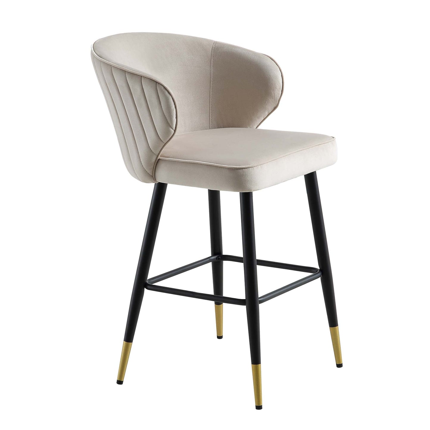 Ensemble de 2 tabourets de bar rembourrés en velours champagne Langham