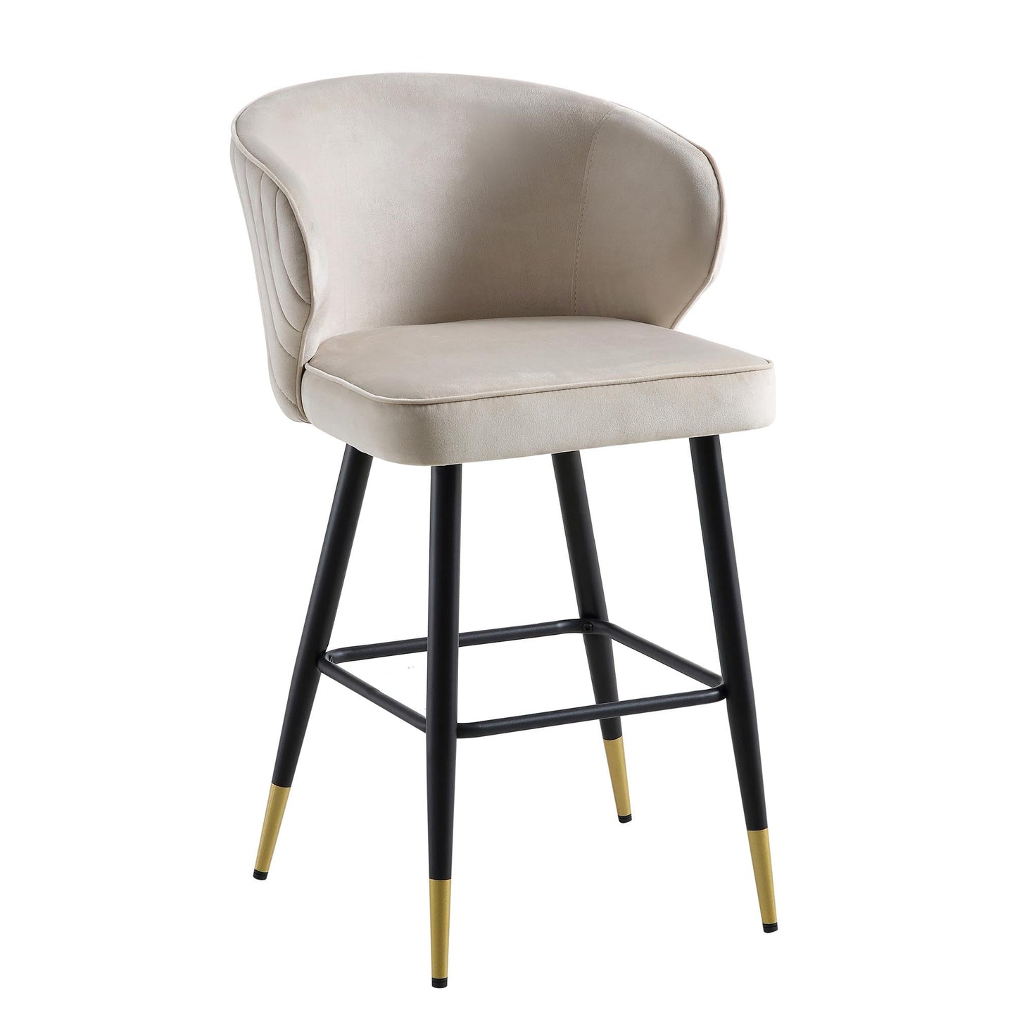 Ensemble de 2 tabourets de bar rembourrés en velours champagne Langham