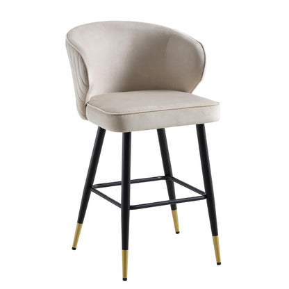 Ensemble de 2 tabourets de bar rembourrés en velours champagne Langham