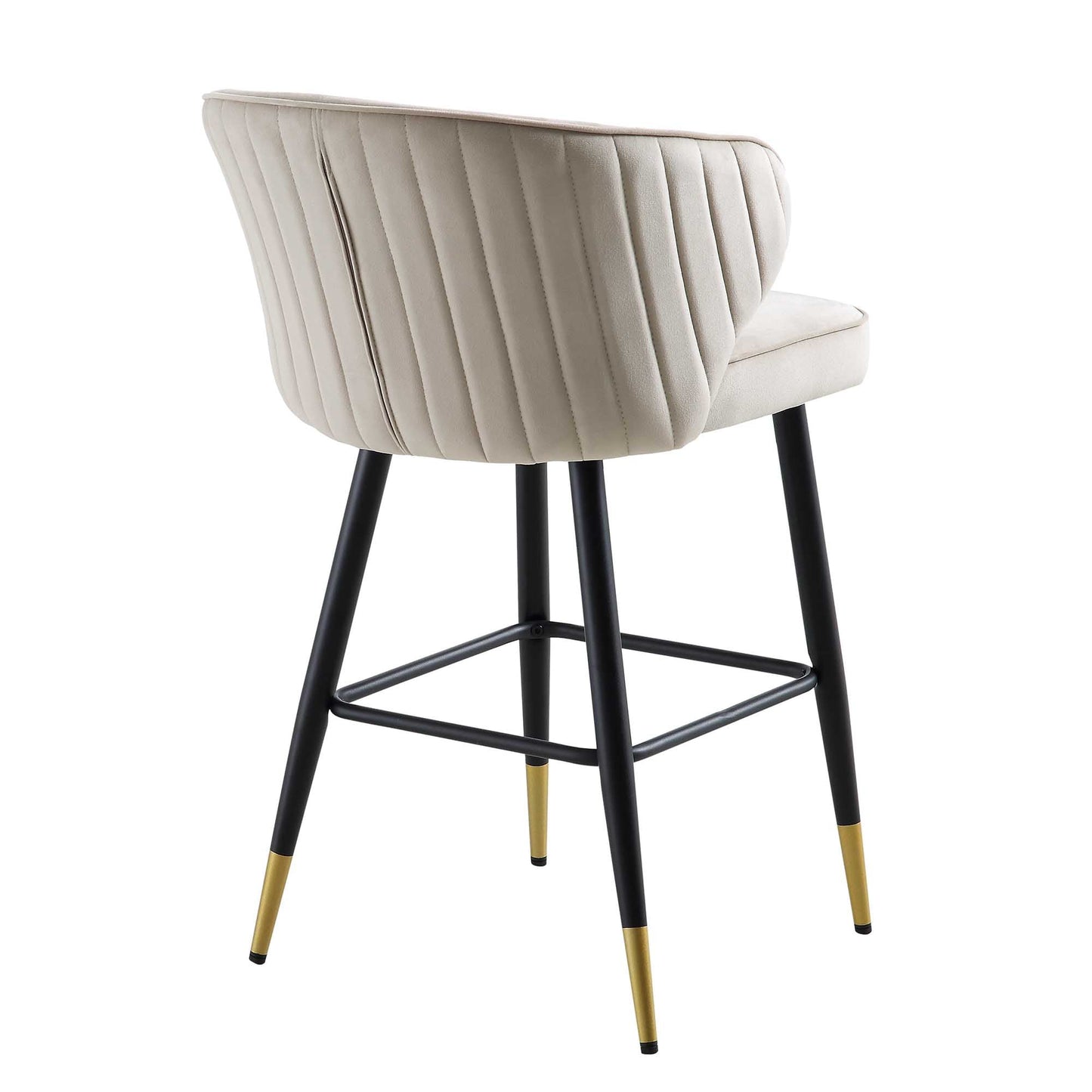Ensemble de 2 tabourets de bar rembourrés en velours champagne Langham