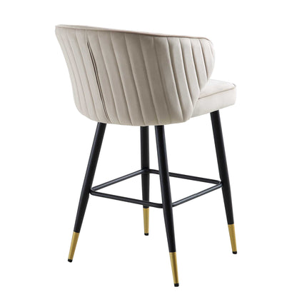 Ensemble de 2 tabourets de bar rembourrés en velours champagne Langham