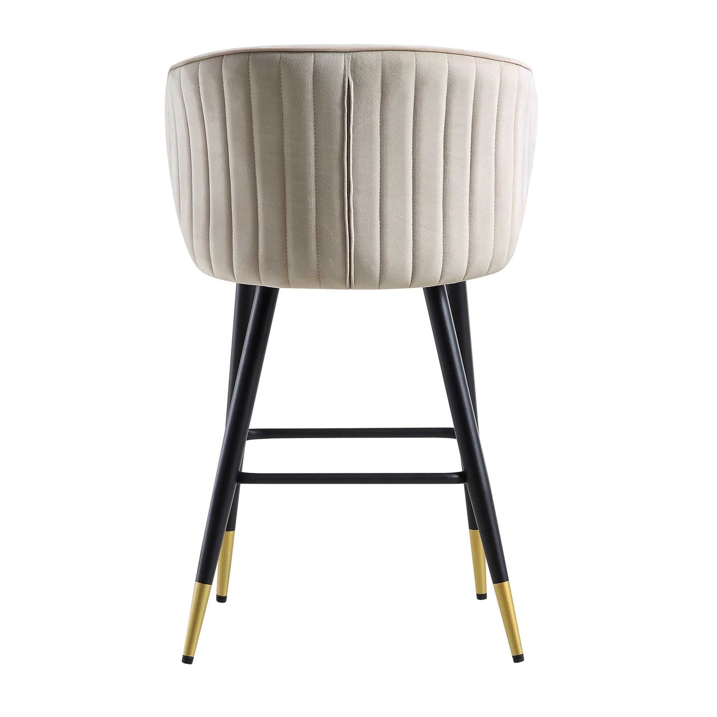 Ensemble de 2 tabourets de bar rembourrés en velours champagne Langham