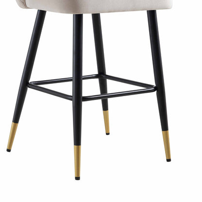 Ensemble de 2 tabourets de bar rembourrés en velours champagne Langham