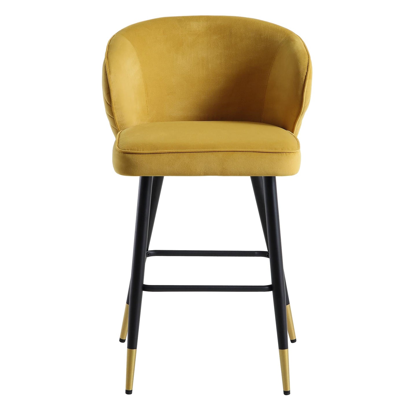 Ensemble de 2 tabourets de bar rembourrés en velours moutarde Langham