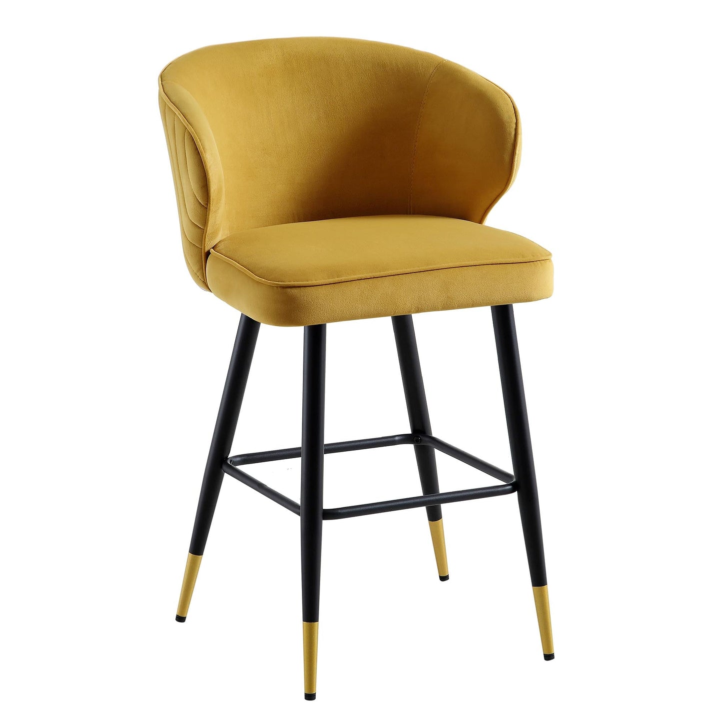 Ensemble de 2 tabourets de bar rembourrés en velours moutarde Langham
