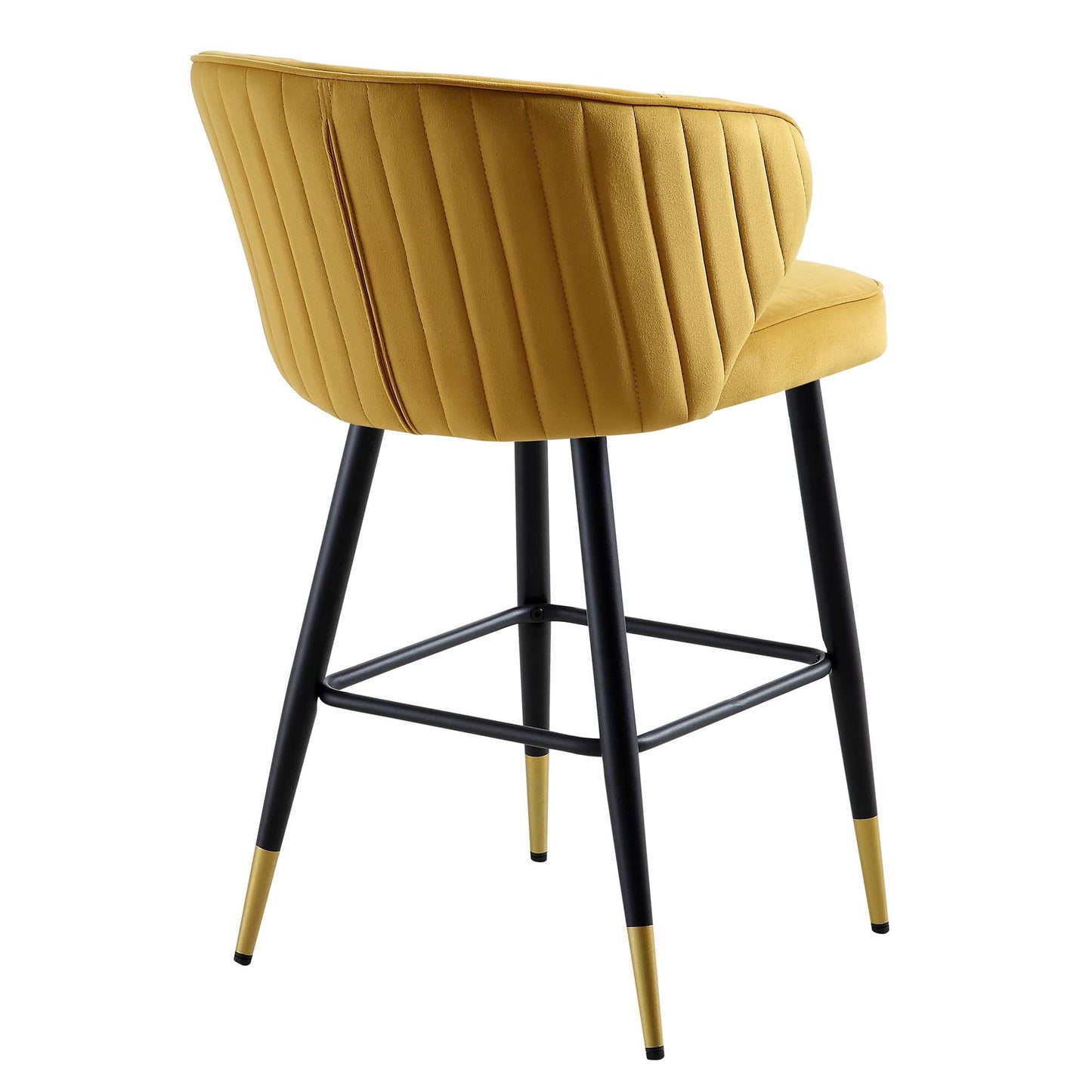 Ensemble de 2 tabourets de bar rembourrés en velours moutarde Langham